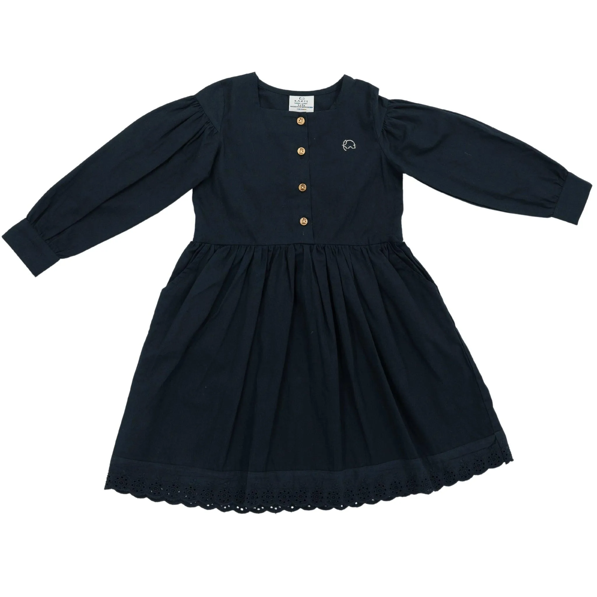 Timeless Style, Kind to the Planet: Black Cotton Dress with Puff Sleeves for Girls