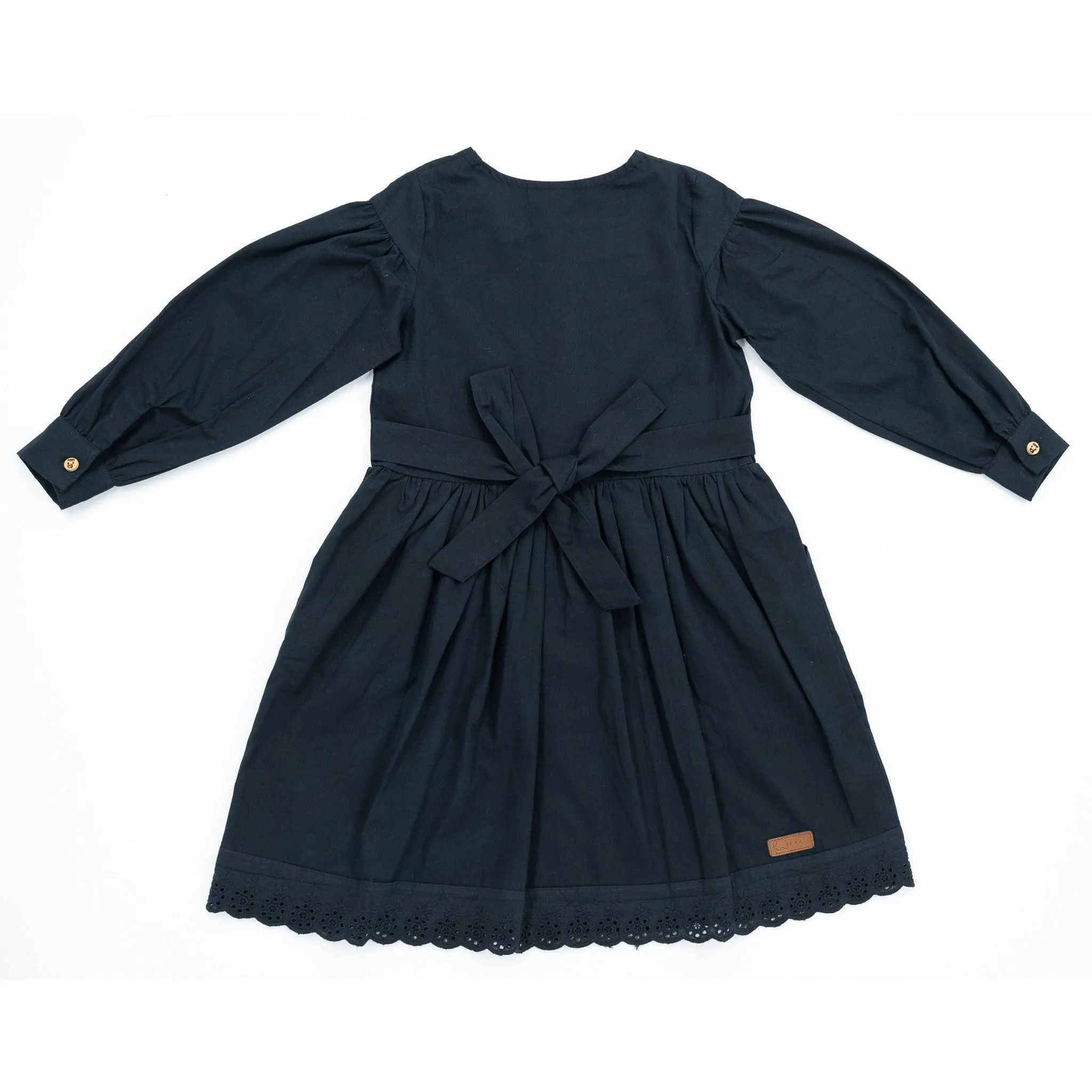 Timeless Style, Kind to the Planet: Black Cotton Dress with Puff Sleeves for Girls