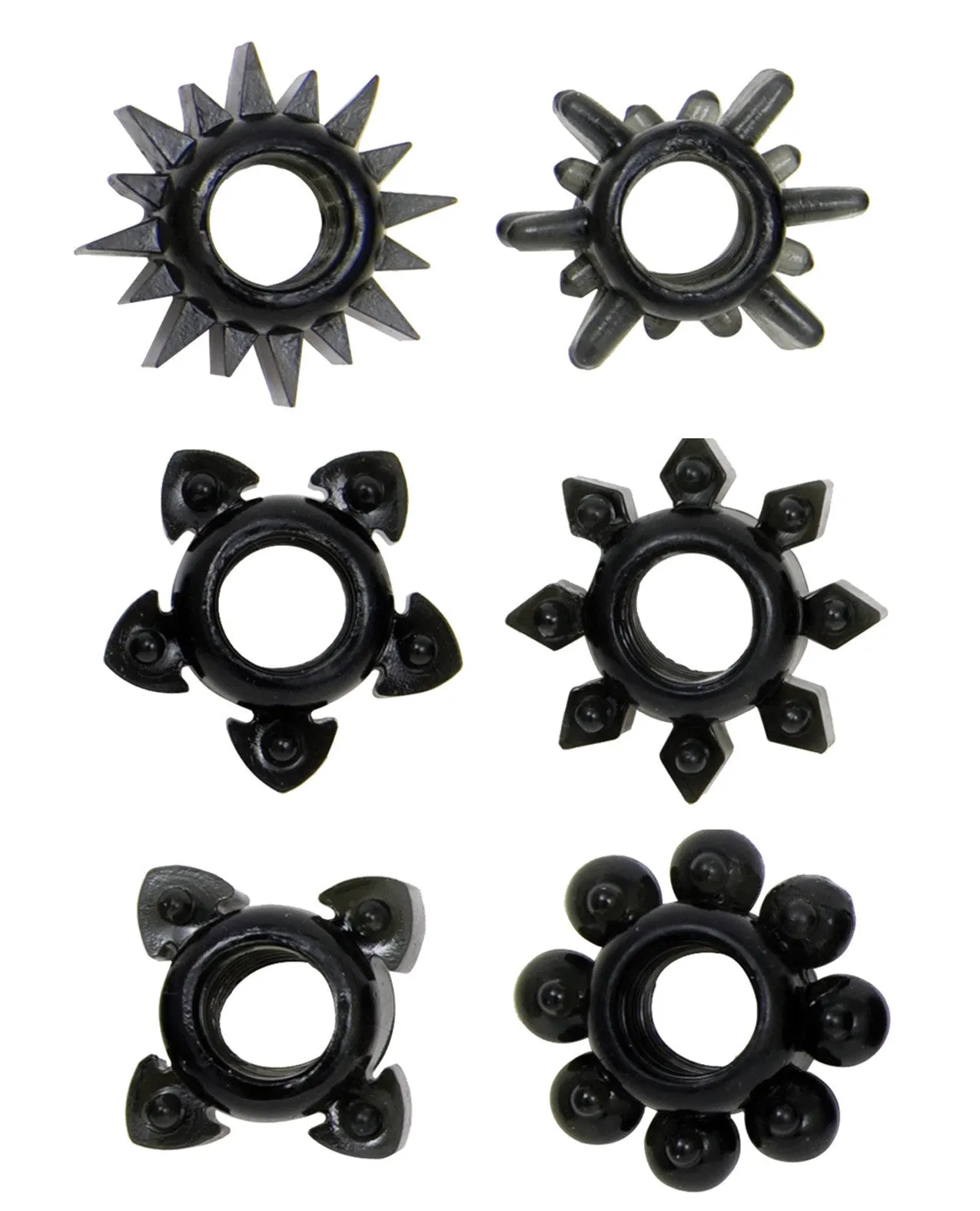 Tower of Power Cock Rings - Black Pack of 6