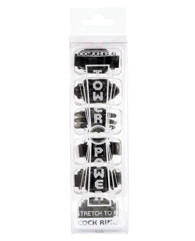 Tower of Power Cock Rings - Black Pack of 6