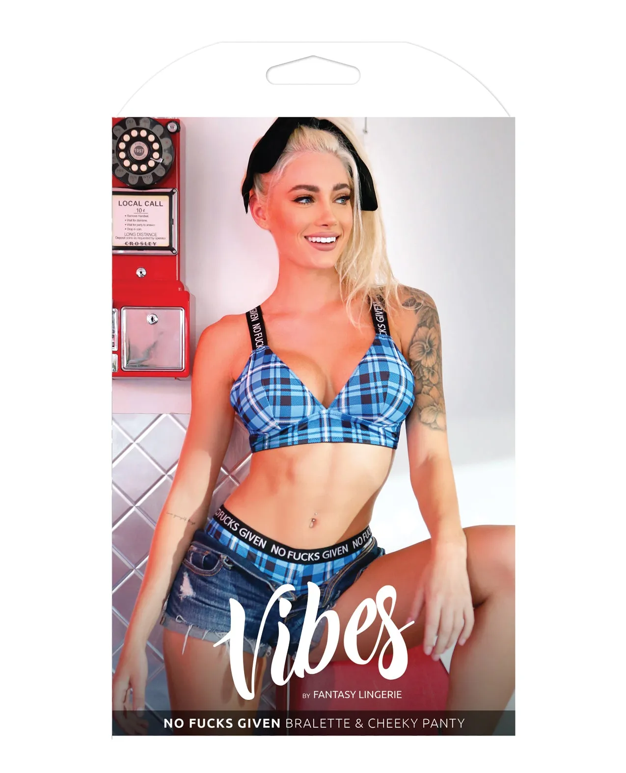 Vibes No Fuck Given Bralette & Cheeky Panty Monday Blue L/XL