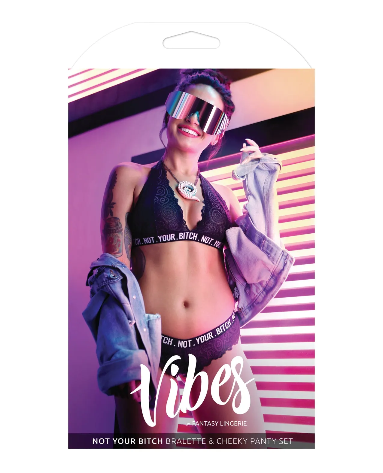 Vibes Not Your Bitch Bralette & Cheeky Panty - Black