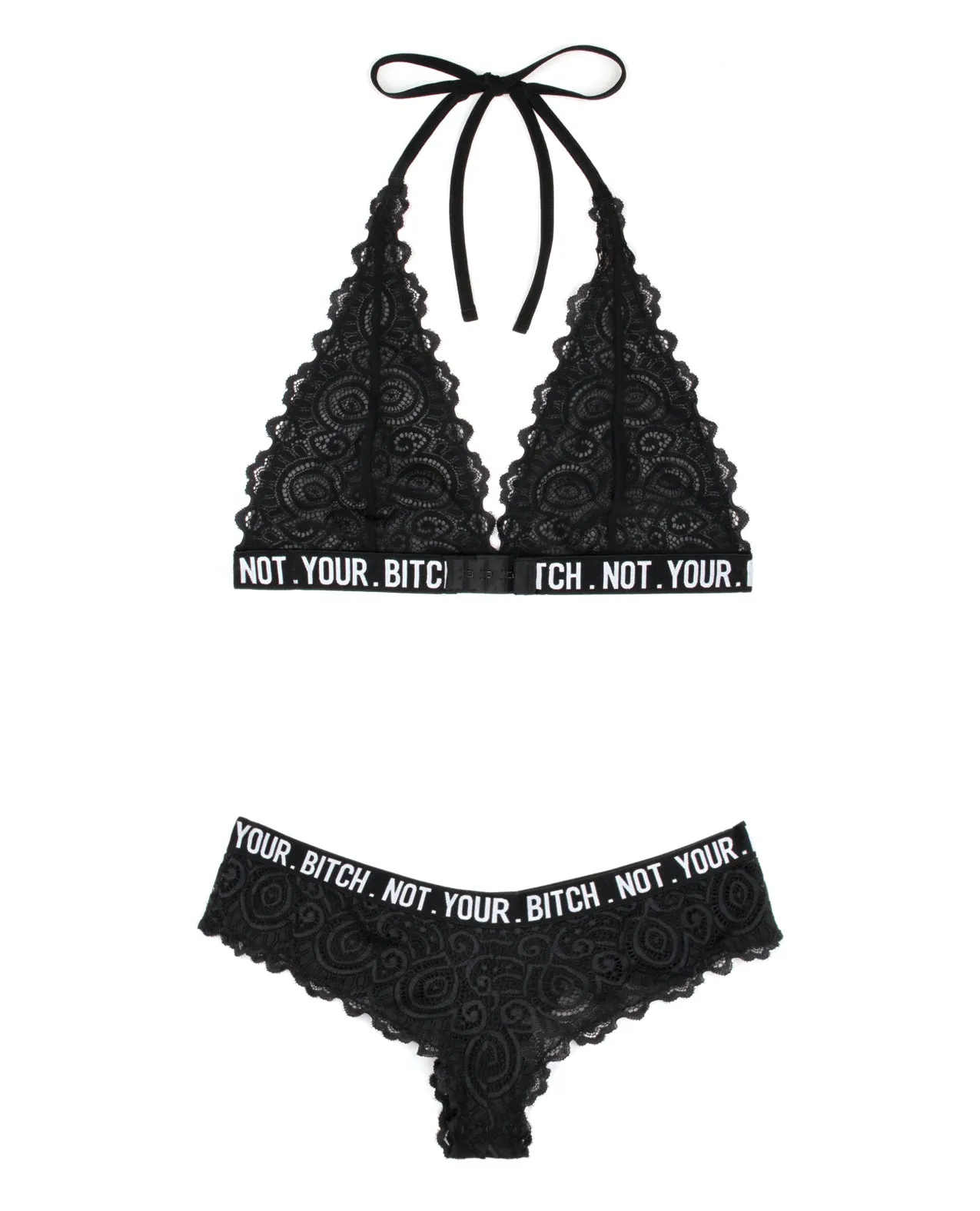 Vibes Not Your Bitch Bralette & Cheeky Panty - Black