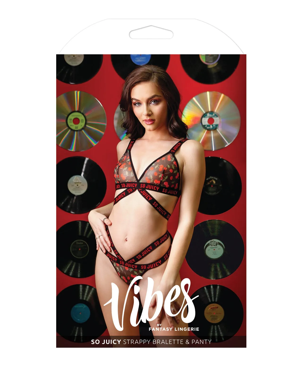 Vibes So Juicy Strappy Bralette & Panty Black S/M