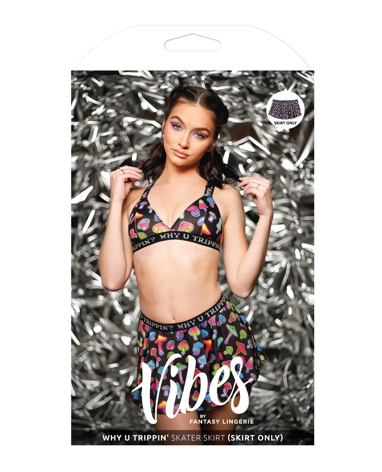 Vibes Why U Trippin Skater Skirt Black L/XL