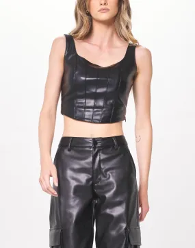 Vintage Havana Faux Leather Corset Top